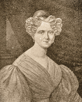 Engraving of Marie Mélanie d'Hervilly Gohier Hahnemann